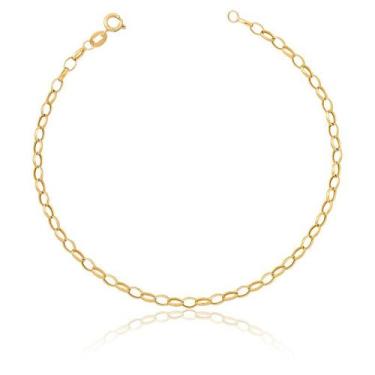 Imagem de Pulseira Feminina de Ouro 18k Elo Portugues - Safira, Único