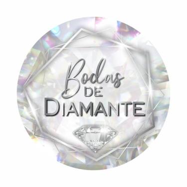 Imagem de Painel de Tecido Sublimado Redondo Bodas de Diamantes Iridescente Colo