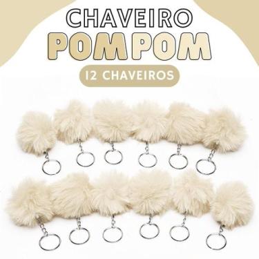 Imagem de Chaveiro Pompom Pelúcia Bege Natural - 50Mm Kit C/12 Unidades - Nybc