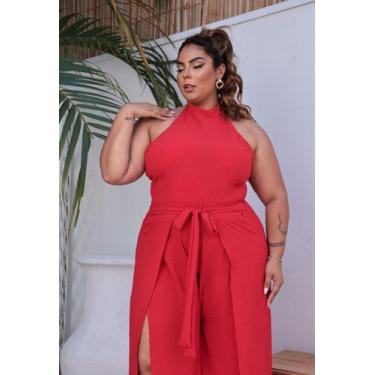 Imagem de Macacão Plus Size Duna leve Verão Moda Feminina Extra grande tamanhos 