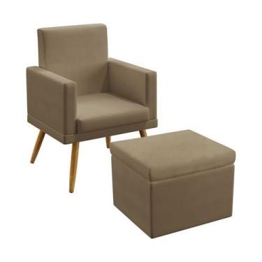 Imagem de Poltrona Almofadada Nina Com Rodapé Com Puff Quasar Sued Capuccino Ara