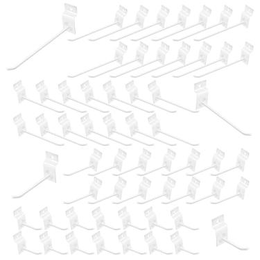 Imagem de Waltool Conjunto sortido de 60 peças de ganchos de painel de ripas brancas de 6 cm, ganchos de metal para pendurar na parede, organizador de quadro de garagem, loja de varejo