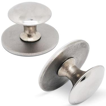 Imagem de ZLYY 4 maçanetas redondas de aço inoxidável escovadas prateadas, maçanetas autoadesivas sem perfuração para gaveta/porta de armário/armário superior/armário suspenso/refrigerador de vinho/guarda-roupa