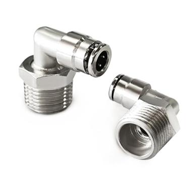 Imagem de MILLISEC 2 peças de cotovelo de encaixe push to connect, cotovelo macho pneumático 1/5.1 cm tubo OD-1/20.3 cm NPT, conector rápido de 90 graus para compressor de suspensão a ar sacos de mola de ar