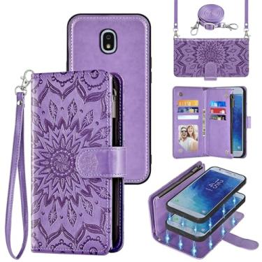 Imagem de Capa de celular para Samsung Galaxy J7 Star J 7 Crown 7J Refine 2018 J7V V 2ª geração carteira magnética destacável com protetor de tela flip porta-cartão Aura S767VL SM J737V roxo