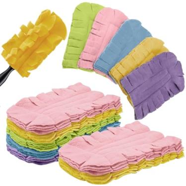 Imagem de Zubebe 12 peças refil de lã refil de lã espanadores de mão almofadas de espanador reutilizáveis espanadores laváveis para limpeza de ventilador de teto madeira janela chão de cozinha, cores arco-íris