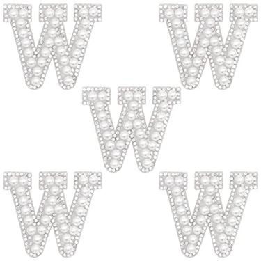 Imagem de Winrase Remendo de ferro com letra A-Z com strass colorido pérola brilhante do alfabeto inglês para vestido de noiva, vestido de dama de honra, roupas de meninas, sapatos, chapéu, bolsa, artesanato,