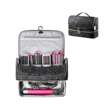 Imagem de NA. Ferramentas de cabelo de camada dupla, bolsa de viagem, estojo de transporte para secador de cabelo Dyson Airwrap bolsa de secador de cabelo, organizador de modeladores de beleza de camada dupla,