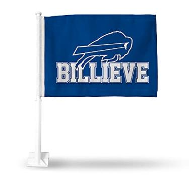 Imagem de Rico Industries Bandeira de carro dupla face exclusiva NFL Buffalo Bills - 40,64 cm x 48,26 cm - haste forte que prende no carro/caminhão/automóvel