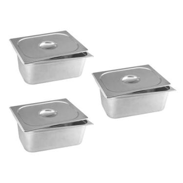 Imagem de Cuba Gn Com Tampa Inox 1/1x150mm  E 0,7 Kit 3pçs - Ipe Cozinhas