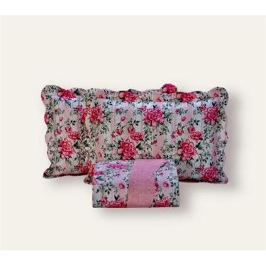 Imagem de Cobre Leito Casal Queen Dupla Face 2,20 x 2,40 Matelado Estampas Flora