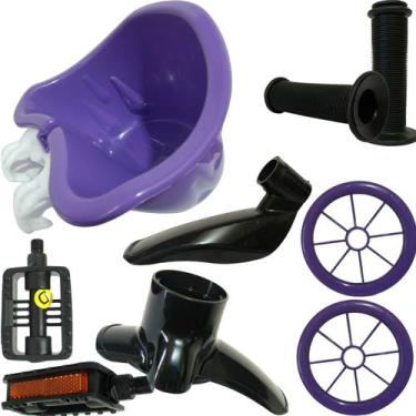 Imagem de Kit Cestinha Manopla Rodinha avulsa Para Lama Bike 16 Nathor, Roxo