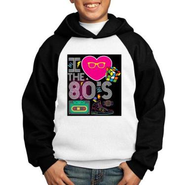 Imagem de Moletom Infantil I Love the 80's - Foca na Moda, Branco, Preto, 8
