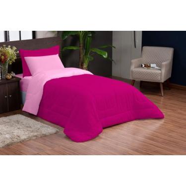 Imagem de Kit Edredon Ternura Solteiro 04 Peças Pink Rosa - NOSSO LAR ENXOVAIS