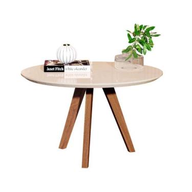 Imagem de Mesa Centro Dubai Redonda Decorativa Sala Estar Pés Madeira - DVC Hous