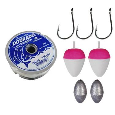 Imagem de Kit de pesca para carpa com anzol linha boia e chumbo - BellaPesca