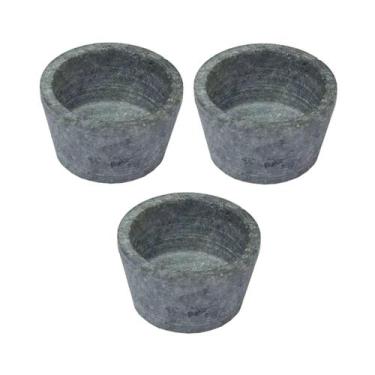 Imagem de Kit 3 Mini Molheira Tigela Molho Petisco em Pedra Sabão 50ml - Industr