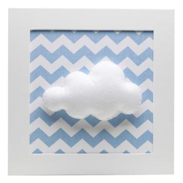 Imagem de Quadro Decorativo Nuvem Chevron Azul Quarto Bebê Infantil Menino - Pot