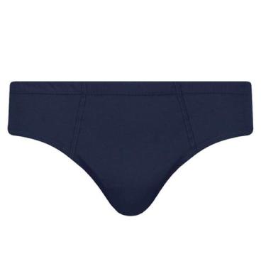Imagem de Cueca Masculina Plus Algodão Slip Tradicional Marinho - SELENE, Azul e