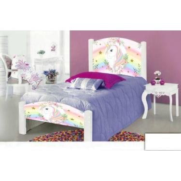 Imagem de Cama Solteiro Infantil Adesivada Unicornio C Grade Protetora - CAMAS V