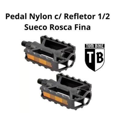 Imagem de Pedal Nylon MetalCiclo Bike C/Refletor 1/2 Sueco Rosca Fina (par)