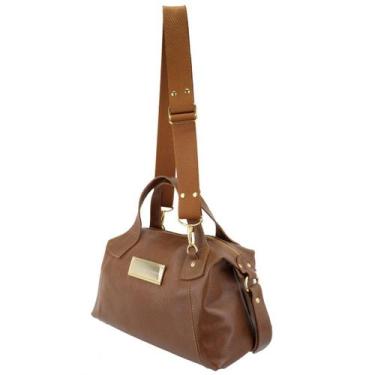 Imagem de Bolsa Feminina em Couro Marrom Grande Tiracolo e Transversal - Leandra