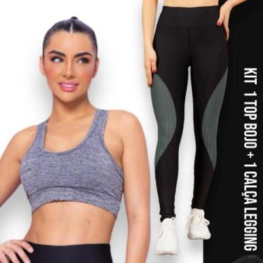 Imagem de Kit conjunto TOP ALÇA MÉDIA bojo + CALÇA LEGGING REDINHA Feminino Acad