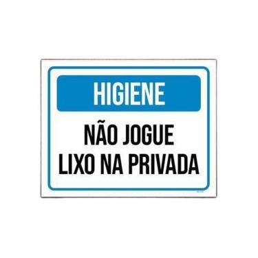 Imagem de Kit 5 Placas Higiene Não Jogue Lixo Na Privada