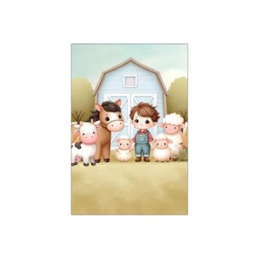 Imagem de Painel De Festa Vertical 1,50 x 2,20 - Fazendinha Boiadeiro Cute e Ani