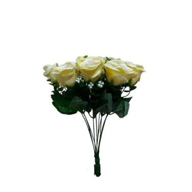 Imagem de Buquê de Rosas Flor com Folhagem C/ 10 Rosas - Decorkasa, Champagne