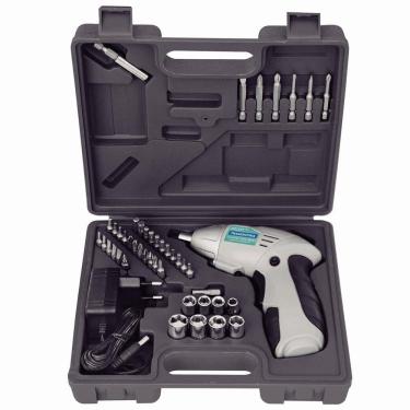 Imagem de Parafusadeira 1/4" Tramontina 46 Peças Para Uso Doméstico A Bateria Ni-Cd 4,8V Com Maleta 42380046