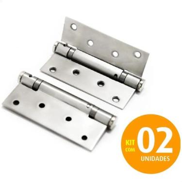 Imagem de Dobradiça Com Mola 4x3 Aço Inox 304 Polido Kit 2 Pçs - Roddex