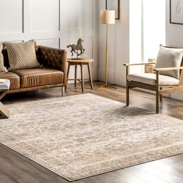 Imagem de nuLOOM Tapete Deadra Vintage Floral Lavável à Máquina, 1,5 m x 2,5 m, Bege