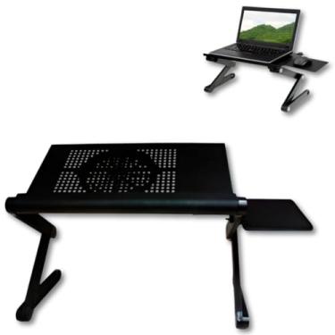 Imagem de Suporte para Notebook Portátil e Dobrável com 2 coolers + apoio – Mesa Ajustável para Maior Conforto e Eficiência no Trabalho