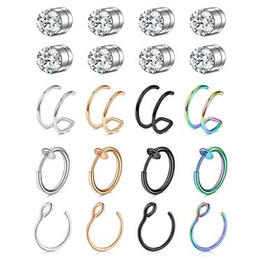 Imagem de Mayhoop Piercing de nariz falso anel de nariz magnético septo falso anel de nariz argola falso piercing de nariz falso piercing de nariz falso brincos magnéticos para mulheres homens, metal, Zircônia cúbica