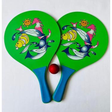 Imagem de Kit Frescobol Beach Ball 2 Raquetes e 1 Bola Praia Piscina Verão - FX