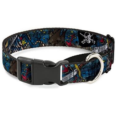 Imagem de Buckle-Down Coleira para cães "Dead Men Tell No Tales C/U Turquesa, 3,8 cm x 40,6 cm - 58,4 cm/Médio