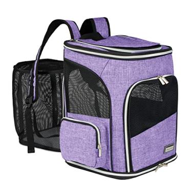 Imagem de BAGLHER Expandable Pet Carrier Backpack，Pet Backpack for Small Cats Puppies Dogs Bunny, Airline-Approved Ventilate Backpack for Travel, Hiking and Outdoor Use. Purple