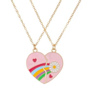 Imagem de Colar Best Friends para 2 BFF Friendship Matching Heart Rainbow Daisy Butterfly Necklace Valentines Day Jewelry Gifts for Bestie Women, Free Size, Liga de aço, Sem Pedra Preciosa