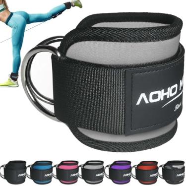 Imagem de AOHO MOOON Alça de tornozelo para acessórios de máquina de cabo, acessórios de academia para mulheres e homens, punhos de neoprene no tornozelo para glúteos, exercícios de perna e exercícios de