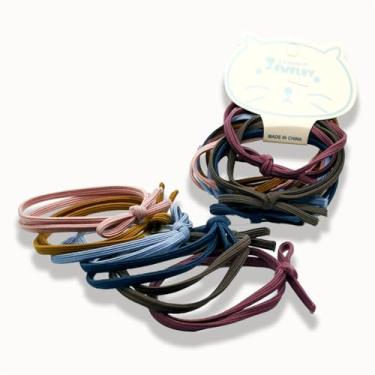 Imagem de 6 peças de laços de cabelo trançados de cor doce, faixas de cabelo elásticas, cordas trançadas, suportes de rabo de cavalo trançados, acessórios de cabelo para mulheres e meninas, cabelo grosso,