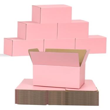 Imagem de DEZIBOX Caixas de Remessa Rosa 11X6X6", Pacote com 30 Pequenas Caixas de Papelão Ondulado, Caixas de Correio Em Cubo para Pequenas Empresas, Embalagens e Correspondências