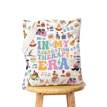 Imagem de WCGXKO Sacola de compras de lona RT para presente de terapia de recreação e recreação e recreação, Bolsa Therapy Era, Large, Zíper