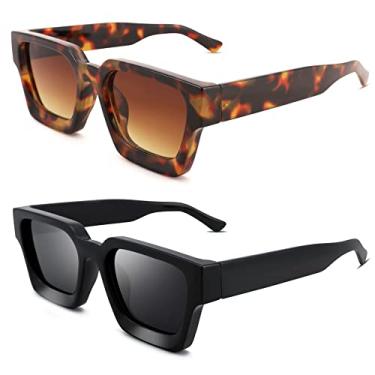 Imagem de Braylenz Óculos de sol quadrados retrô modernos para homens e mulheres, armação grossa e legal, retangular, preto, óculos escuros coloridos, Bz9402j