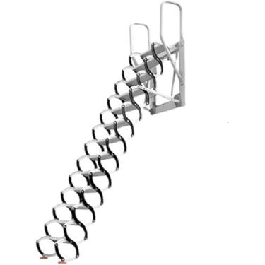 Imagem de Escada dobrável montada na parede para baixo escada do sótão retrátil escada sótão escada sótão degraus com braços carga 500 kg, M1, 2,8-3 m/112-120 pol