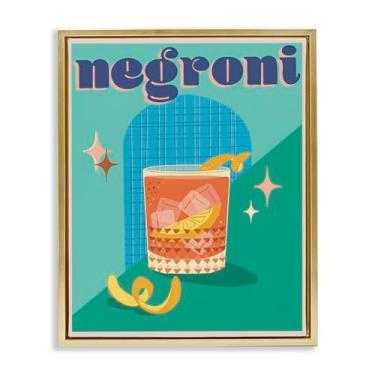 Imagem de Stupell Industries Design clássico retrô de arte de parede em tela flutuante Negroni por Jo Reid, moldura flutuante dourada, 63 x 78 cm