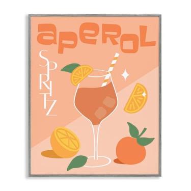 Imagem de Stupell Industries Aperol Spritz Typography Framed Giclee Wall Art Design por Anna Quach, moldura cinza, 40,6 x 50,8 cm