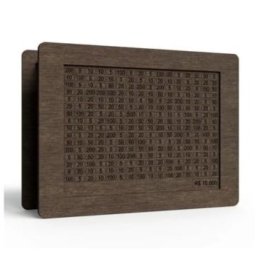 Imagem de Cofre Desafio 10 Mil MDF, Caixa de Dinheiro, Cofrinho para Moedas (Tabaco)