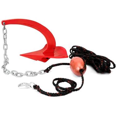 Imagem de TUNORD Kit de âncora de alumínio para barco 1 kg para caiaques, canoas, pranchas de remo, âncora para barco pequeno (pintado de vermelho)