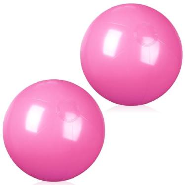 Imagem de kymqlyw 2 bolas infláveis de praia de 50,8 cm, bolas de piscina para decoração de verão ao ar livre, enfeites de bola, bola flutuante para piscina, artigos de festa de aniversário (rosa)